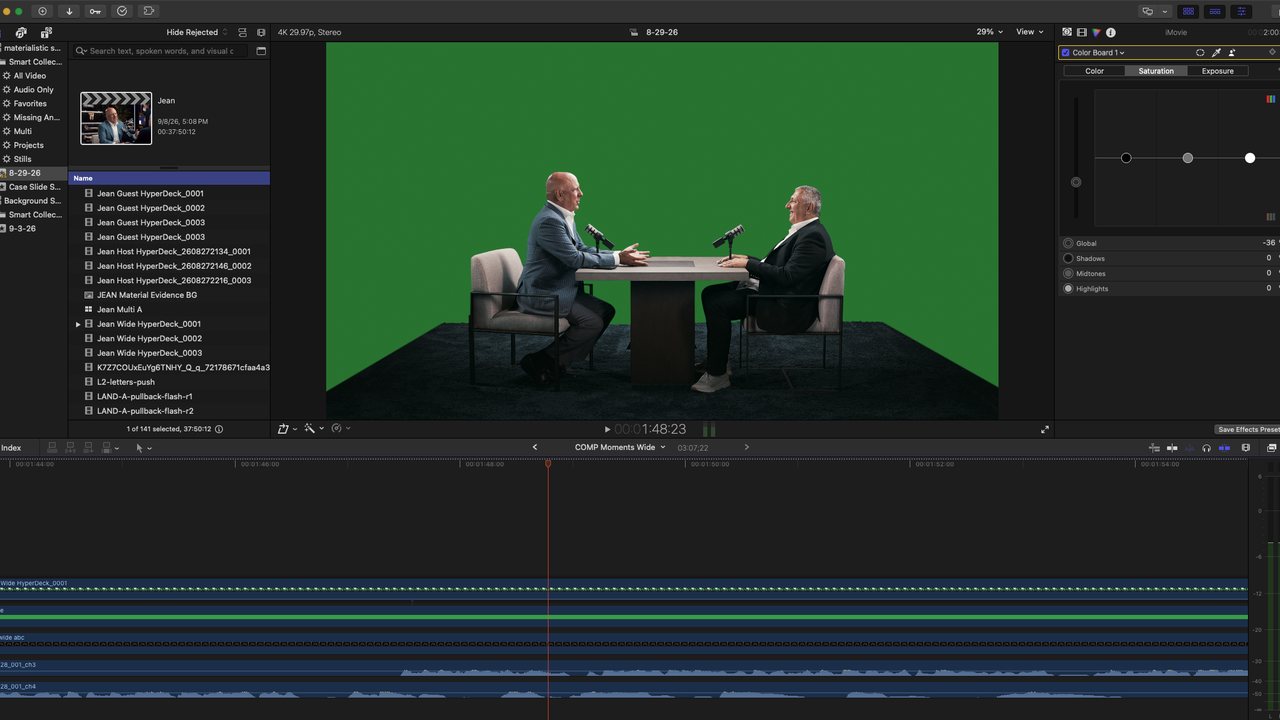 Raw green-screen footage before post production